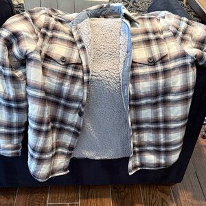 Carbon to Cobalt Men’s Medium Plaid Sherpa-Lined Jacket